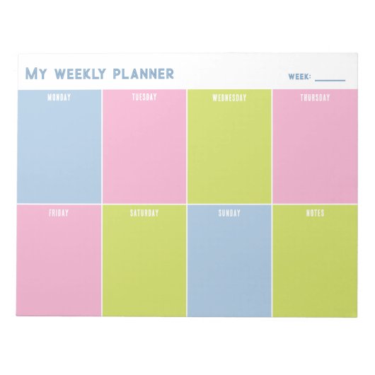 Colorful Pastel Custom Weekly Planner Notizblock (Vorderseite)