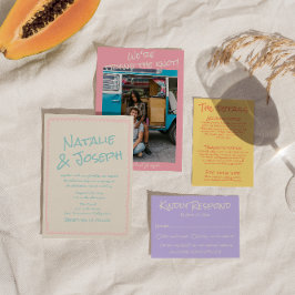 Colorful Pastel Hand Written Spring Photo Wedding Einladung