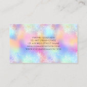 Colorful Pastel Holographic Glitzer Girly Telefonnummerkarte (Rückseite)