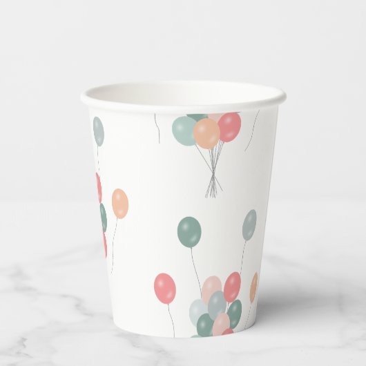 Colorful Pastel Party Balloons Pappbecher (Rückseite)