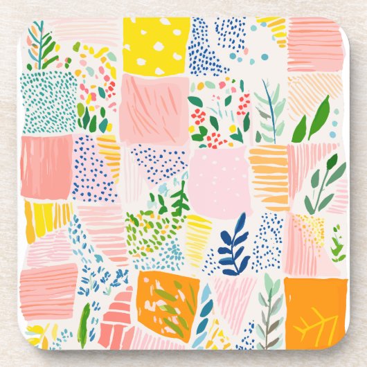 Colorful Pastel Patchwork Preppy Getränkeuntersetzer (Vorderseite)