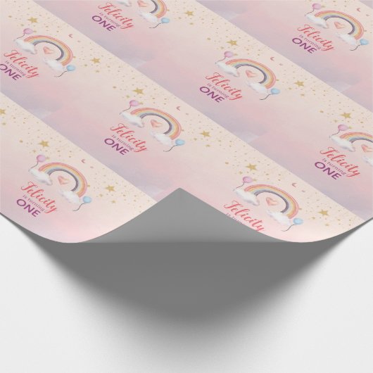 Colorful Pastel Rainbow Girl Birthday Geschenkpapier (Ecke)