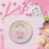 Colorful Pastel Rainbow Girl Birthday Pappteller (Party)