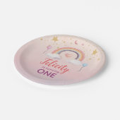Colorful Pastel Rainbow Girl Birthday Pappteller (Schrägansicht)