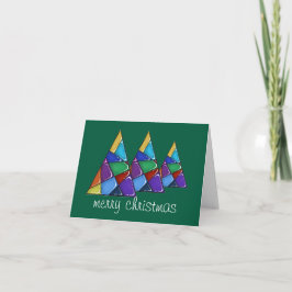 Colorful Patchwork Christmas Tree Card Dankeskarte
