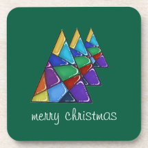 Colorful Patchwork Christmas Tree Coasters