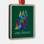 Colorful Patchwork Christmas Tree Ornament Aus Metall (Rechts)