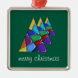 Colorful Patchwork Christmas Tree Ornament Aus Metall