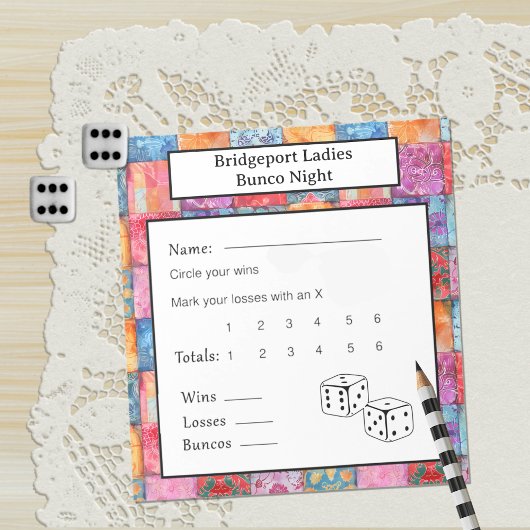 Colorful Patchwork Print Bunco Night Notizblock
