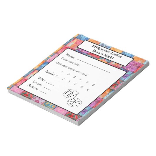 Colorful Patchwork Print Bunco Night Notizblock (Rotiert)