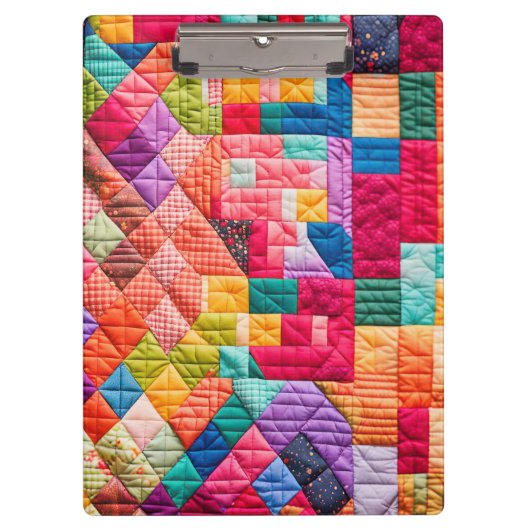 Colorful Patchwork Quilt Pattern Klemmbrett (Vorderseite)