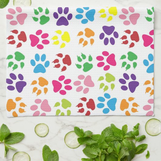 Colorful Paw Prints Pattern Geschirrtuch (Gefaltet)