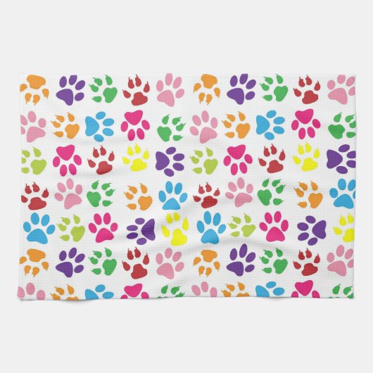 Colorful Paw Prints Pattern Geschirrtuch (Horizontal)