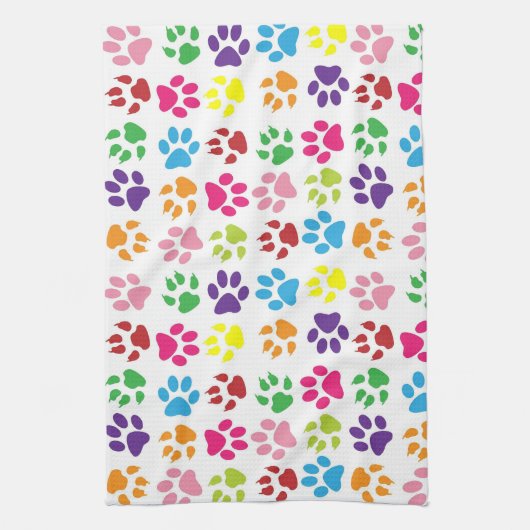 Colorful Paw Prints Pattern Geschirrtuch (Vertikal)