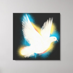 colorful peace dove in watercolor style leinwanddruck