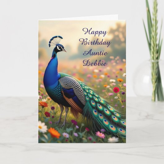 Colorful Peacock Aunt's Personalized Birthday Karte (Vorderseite)