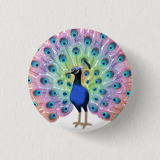 Colorful Peacock Button (Vorderseite)