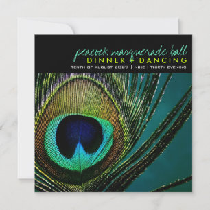 Colorful Peacock Feather Classy Foto Party Einladu Einladung
