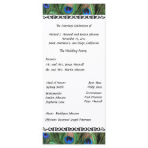 Colorful Peacock Feather Wedding Program
