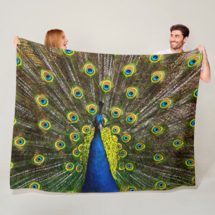 Colorful peacock fleecedecke