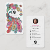 Colorful Peacock Floral Paisley | Visitenkarten Visitenkarte (Vorne/Hinten)