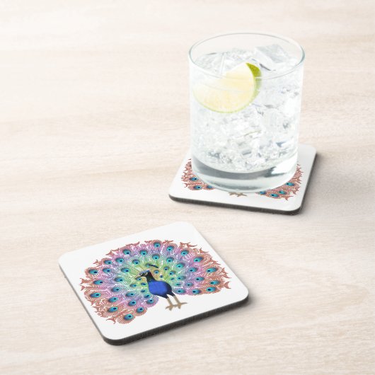 Colorful Peacock Getränkeuntersetzer (Rechte Seite)
