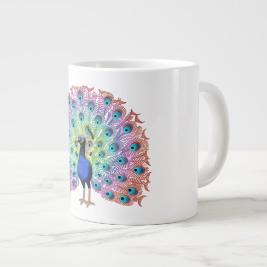 Colorful Peacock Jumbo-Tasse (Vorderseite Rechts)