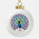 Colorful Peacock Keramik Kugel-Ornament (Vorderseite)