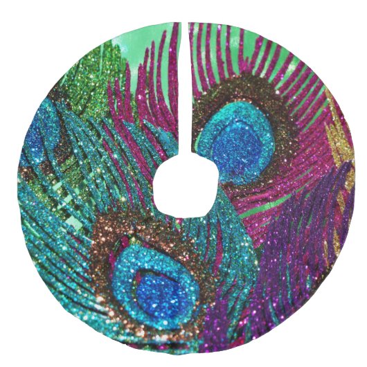 Colorful Peacock Leinenimitat Weihnachtsbaumdecke (Vorderseite)