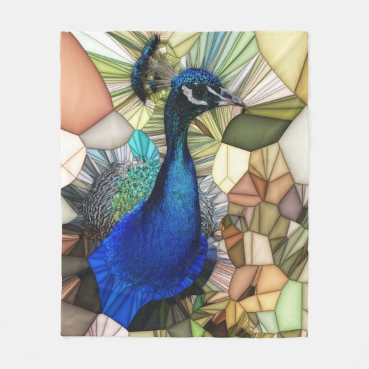 Colorful Peacock Mosaic Fleece Blanket (Vorderseite)
