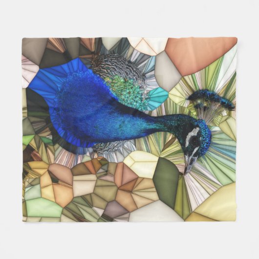 Colorful Peacock Mosaic Fleece Blanket (Vorderseite (Horizontal))