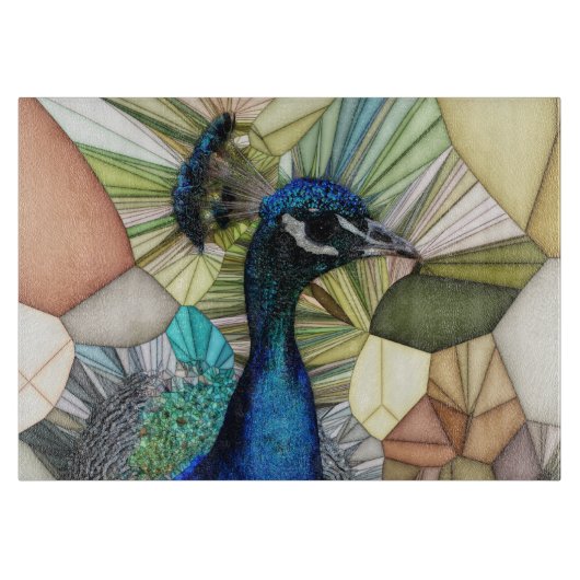 Colorful Peacock Mosaik Chopping Board Schneidebrett (Vorderseite)