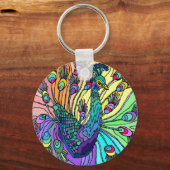 COLORFUL PEACOCK PEAFOWL KEY-CHAIN SCHLÜSSELANHÄNGER (Vorderseite)