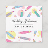 Colorful Pencils School Dinge Lehrer Nachhilfe Quadratische Visitenkarte (Vorderseite)