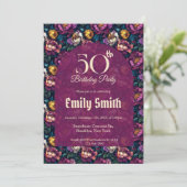 Colorful Peonies Accent Surprise Birthday Einladung (Stehend Vorderseite)