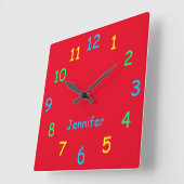Colorful Personalized Clock Custom Cheery Red Quadratische Wanduhr (Winkel)