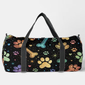 Colorful Pet Bones Paw Print Monogram Personalize Duffle Bag (Vorderseite)