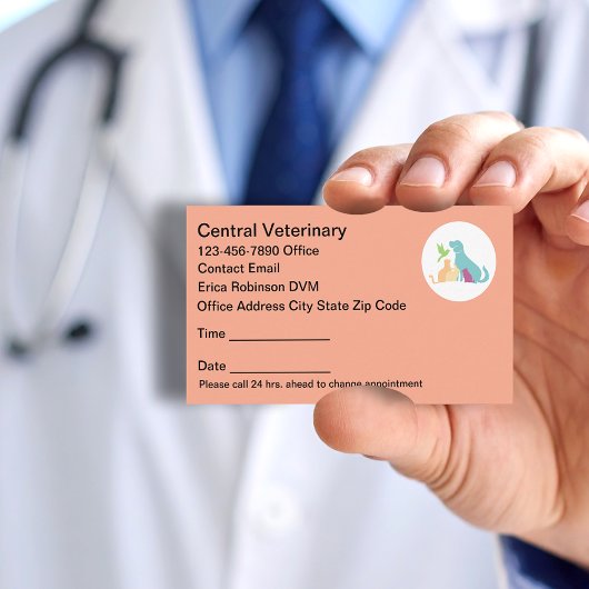 Colorful Pet Care Veterinary Appointment Cards Terminkarte