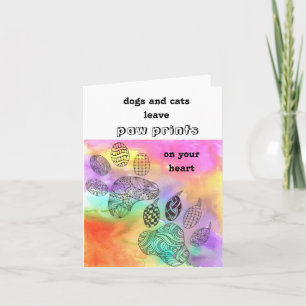 Colorful Pet Paw Prints Greeting Card Dankeskarte