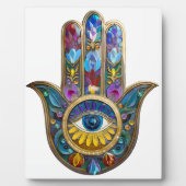 Colorful Petals Leaves Hamsa Sapphire Third Eye Fotoplatte (Vorderseite)