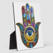 Colorful Petals Leaves Hamsa Sapphire Third Eye Fotoplatte (Seite)
