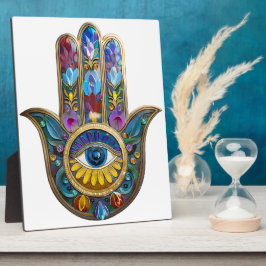 Colorful Petals Leaves Hamsa Sapphire Third Eye Fotoplatte