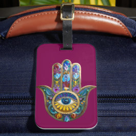 Colorful Petals Leaves Hamsa Sapphire Third Eye Gepäckanhänger