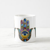 Colorful Petals Leaves Hamsa Sapphire Third Eye Kaffeetasse (Mittel)
