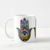 Colorful Petals Leaves Hamsa Sapphire Third Eye Kaffeetasse (Links)