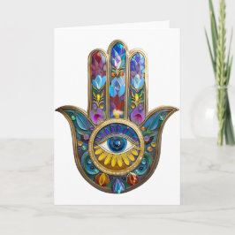 Colorful Petals Leaves Hamsa Sapphire Third Eye Karte