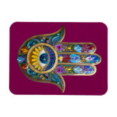 Colorful Petals Leaves Hamsa Sapphire Third Eye Magnet (Horizontal)