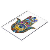 Colorful Petals Leaves Hamsa Sapphire Third Eye Notizblock (Linke Seite)