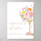 Colorful Petals Prosecco Advice Wishes Table Sign Poster (Vorne)