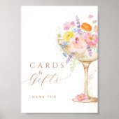 Colorful Petals Prosecco Cards & Gifts Table Sign Poster (Vorne)